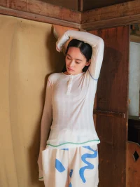 【日本選貨預購商品】PAMM 亨利領螺紋清爽薄上衣